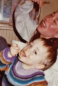 Laura's Idea founder Laura Maichner and her son Robin - ready-to-eat vegetarian and vegan health food